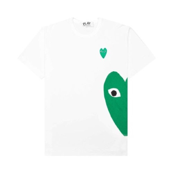 Comme des Garçons PLAY Green Emblem Heart T-Shirt 'White NWT - Picture 1 of 2